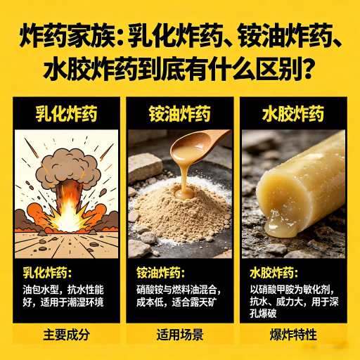 平塘炸药家族：乳化炸药、铵油炸药、水胶炸药到底有什么区别？